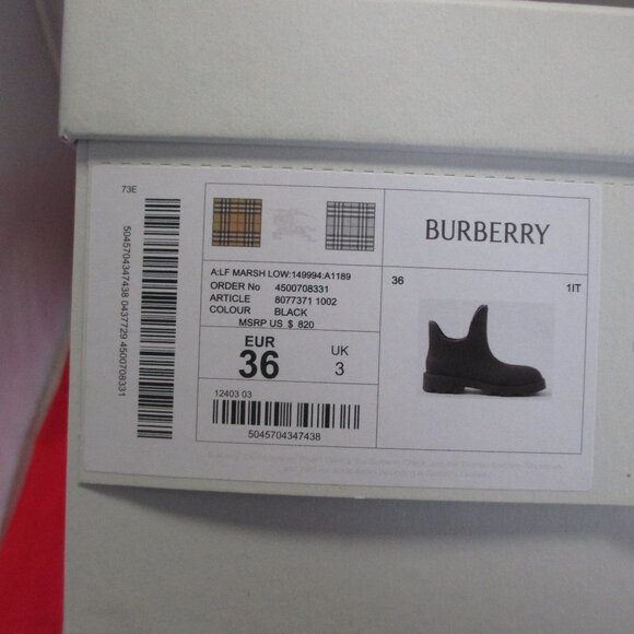 Burberry Men\'s Rubber Ankle Rain Boots $820 - Size EU 36 - Black - #1069